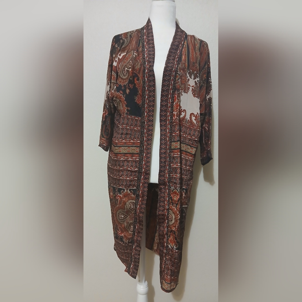 Paisley Open Front Cardigan Sweater